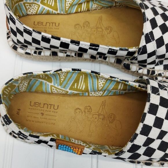 Ubuntu Afridrilles Black & White Checker Espadrilles - Picture 6 of 9